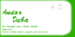 andor duba business card